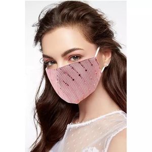 Elegant Pink Sequin Washable Cloth Face